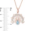 Thumbnail Image 1 of Swiss Blue Topaz, Lab-Created Opal and White Sapphire Peacock Pendant in Sterling Silver with 18K Rose Gold Plate