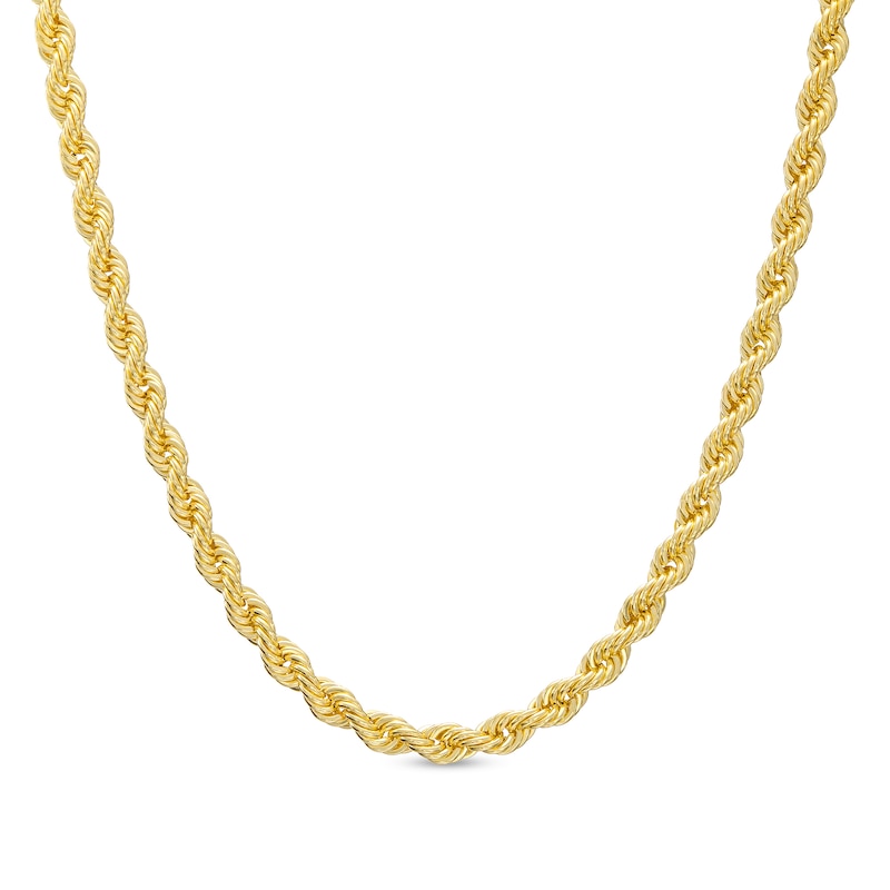Main Image 1 of Men's 2.7mm Rope Chain Necklace in Hollow 14K Gold - 24"