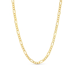 3.5mm Figaro Chain Necklace in Hollow 14K Gold - 22"