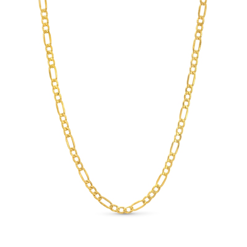Main Image 1 of 3.5mm Figaro Chain Necklace in Hollow 14K Gold - 22"