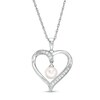 Thumbnail Image 0 of 6.0mm Cultured Freshwater Pearl and Lab-Created White Sapphire Heart Pendant in Sterling Silver