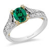 Thumbnail Image 1 of Enchanted Disney Tinker Bell Oval Green Topaz and 1/3 CT. T.W. Diamond Star Engagement Ring in 14K Two-Tone Gold