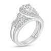 Thumbnail Image 2 of Pear-Shaped Lab-Created White Sapphire Twist Shank Bridal Set in Sterling Silver