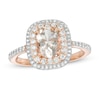 Thumbnail Image 0 of Oval Morganite and 3/8 CT. T.W. Diamond Double Cushion Frame Ring in 10K Rose Gold