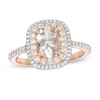 Thumbnail Image 1 of Oval Morganite and 3/8 CT. T.W. Diamond Double Cushion Frame Ring in 10K Rose Gold