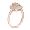 Thumbnail Image 1 of Oval Morganite and 3/8 CT. T.W. Diamond Double Cushion Frame Ring in 10K Rose Gold