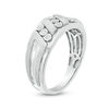 Thumbnail Image 3 of 1/10 CT. T.W. Diamond Triple Row Slant Multi-Finish Ring in Sterling Silver