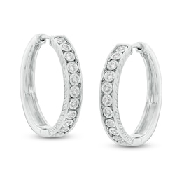 1/5 CT. T.W. Diamond Hoop Earrings in Sterling Silver