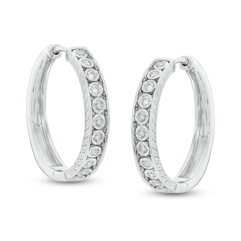 1/5 CT. T.W. Diamond Hoop Earrings in Sterling Silver | Zales Outlet