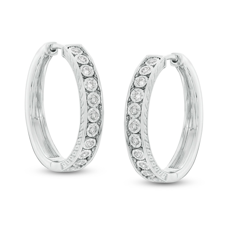 1/5 CT. T.W. Diamond Hoop Earrings in Sterling Silver