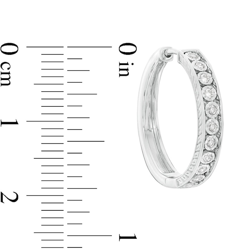 Main Image 2 of 1/5 CT. T.W. Diamond Hoop Earrings in Sterling Silver