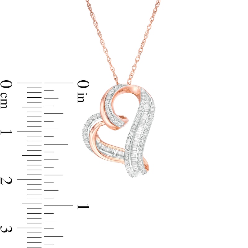 Main Image 2 of 1/4 CT. T.W. Diamond Tilted Heart Pendant in 10K Rose Gold