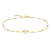 Thumbnail Image 1 of Diamond-Cut Puff Heart and Disco Bead Station Anklet in 10K Gold - 10"