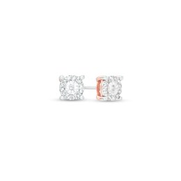 1/10 CT. T.W. Diamond Frame Stud Earrings in 10K Rose Gold