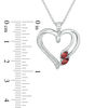 Thumbnail Image 3 of Marquise Garnet and Lab-Created White Sapphire Heart Pendant in Sterling Silver