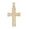 Thumbnail Image 0 of Men's Rope-Textured Cross Necklace Charm in 10K Gold