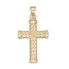 Thumbnail Image 1 of Men's Rope-Textured Cross Necklace Charm in 10K Gold