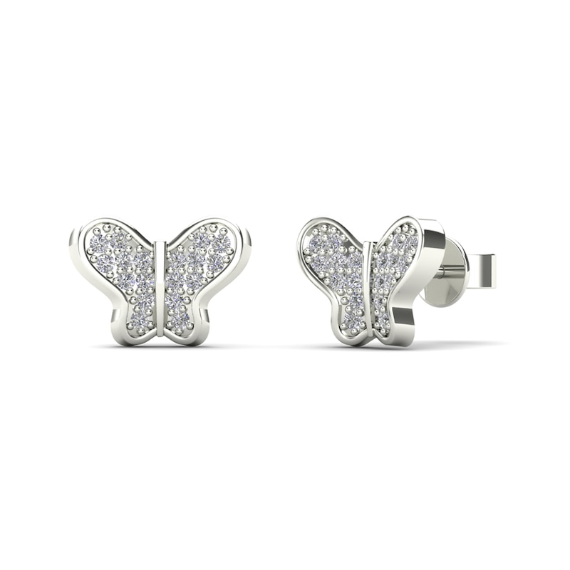 1/10 CT. T.W. Diamond Butterflies Stud Earrings in 14K White Gold