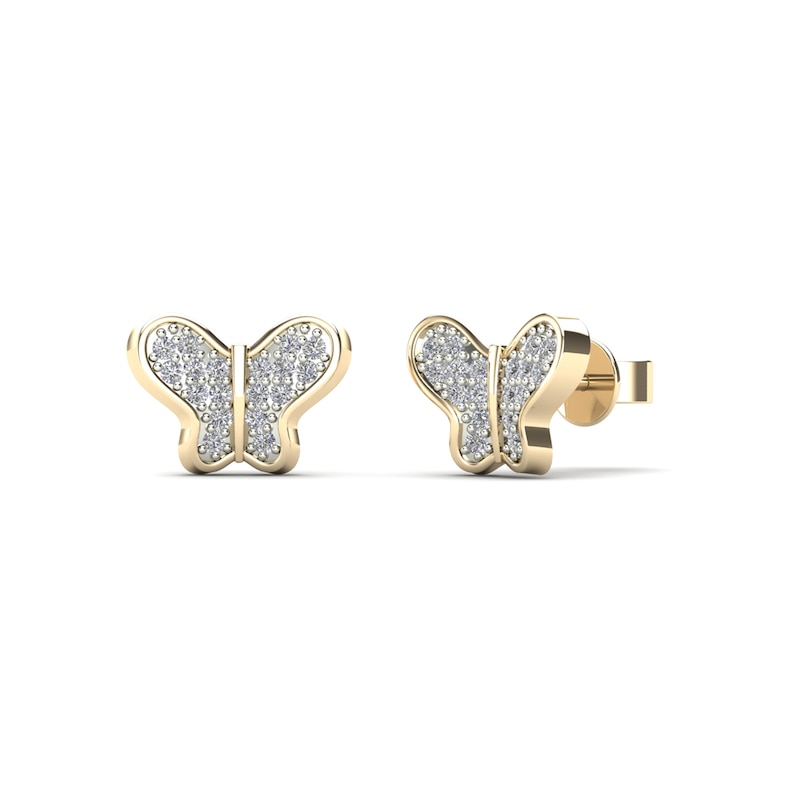 1/10 CT. T.W. Diamond Butterflies Stud Earrings in 14K Gold Zales Outlet