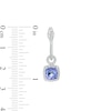 Cushion-Cut Lab-Created Blue and White Sapphire Doorknocker Hoop Earrings in Sterling Silver