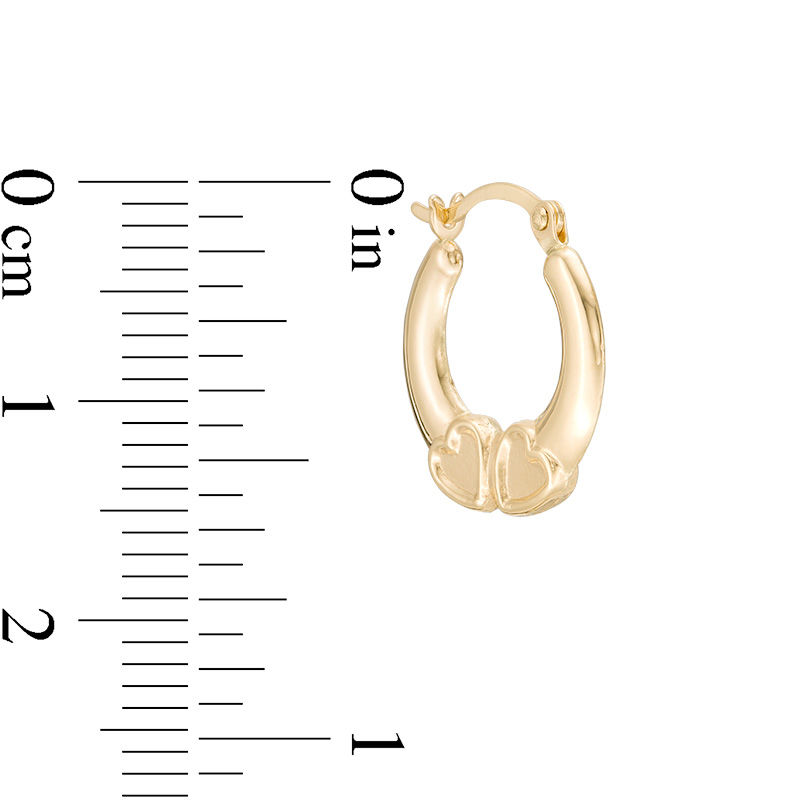 Double Heart Hoop Earrings in 10K Gold