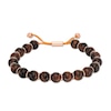 Thumbnail Image 0 of Men's 10.5mm Tiger's Eye Bead Bolo Bracelet in Sterling Silver with Rose Rhodium - 8.5"