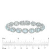Thumbnail Image 2 of Oval Sky Blue Topaz and Diamond Accent Beaded Frame Vintage-Style Bracelet in Sterling Silver - 7.25"