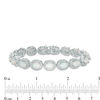Thumbnail Image 1 of Oval Lab-Created Opal and Diamond Accent Beaded Frame Vintage-Style Bracelet in Sterling Silver - 7.25"
