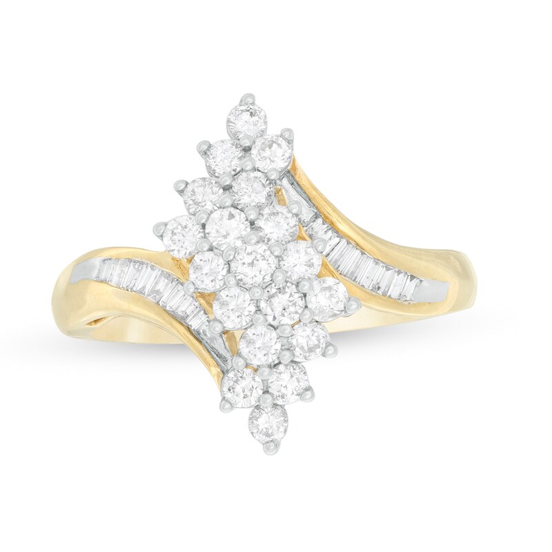 3/4 CT. T.W. Composite Diamond Marquise Waterfall Bypass Ring in 10K Gold