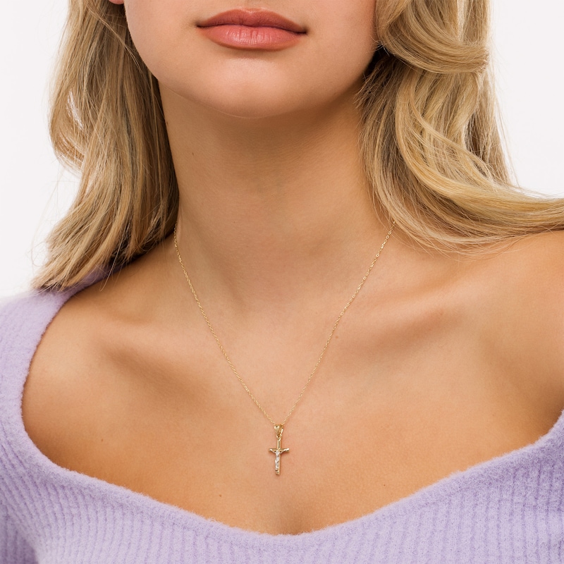 Main Image 2 of Multi-Finish Crucifix Pendant in 14K Two-Tone Gold