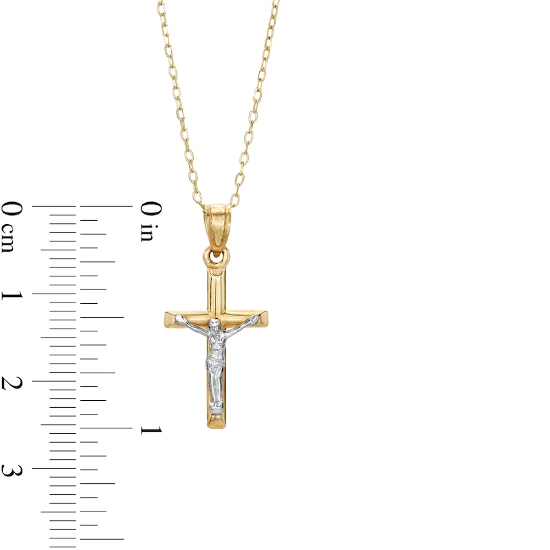Main Image 3 of Multi-Finish Crucifix Pendant in 14K Two-Tone Gold