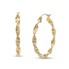 Thumbnail Image 0 of 30.0 x 3.0mm Diamond-Cut Twisted Ribbon Tube Hoop Earrings in 10K Gold