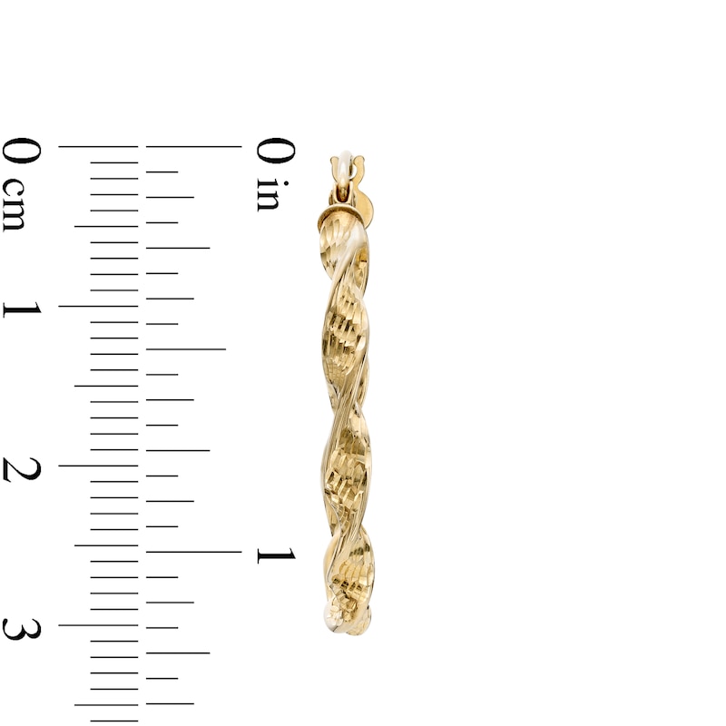 Main Image 3 of 3.0mm Diamond-Cut Twisted Ribbon Tube Hoop Earrings in 10K Gold