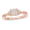 Thumbnail Image 1 of 1/4 CT. T.W. Composite Diamond Cushion Tri-Sides Twist Shank Promise Ring in 10K Rose Gold