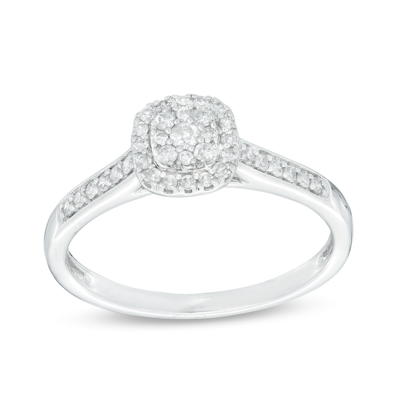 Main Image 1 of 1/4 CT. T.W. Composite Diamond Cushion Frame Promise Ring in 10K White Gold