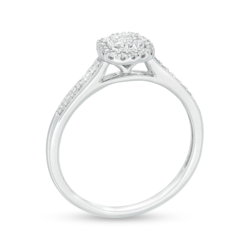 1/4 CT. T.W. Composite Diamond Cushion Frame Promise Ring in 10K White Gold