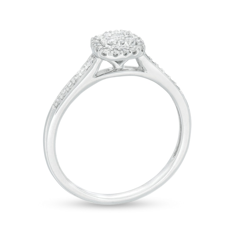 Main Image 2 of 1/4 CT. T.W. Composite Diamond Cushion Frame Promise Ring in 10K White Gold