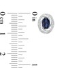 Oval Lab-Created Blue Sapphire and Diamond Accent Swirl Frame Stud Earrings in Sterling Silver