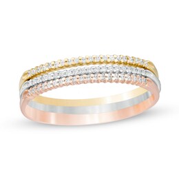 1/6 CT. T.W. Diamond Stackable Band Set in 10K Tri-Tone Gold