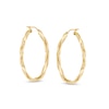 Made in Italy Multi-Finish Ribbon Twist Oval Hoop Earrings in 14K Gold