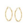 Thumbnail Image 0 of Made in Italy Multi-Finish Ribbon Twist Oval Hoop Earrings in 14K Gold