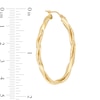 Made in Italy Multi-Finish Ribbon Twist Oval Hoop Earrings in 14K Gold