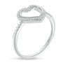 Thumbnail Image 2 of 1/5 CT. T.W. Diamond Heart Outline Stud Earrings and Ring Set in Sterling Silver - Size 7