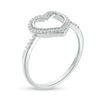 Thumbnail Image 3 of 1/5 CT. T.W. Diamond Heart Outline Stud Earrings and Ring Set in Sterling Silver - Size 7