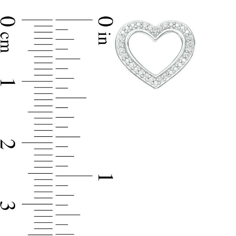 Main Image 4 of 1/5 CT. T.W. Diamond Heart Outline Stud Earrings and Ring Set in Sterling Silver - Size 7