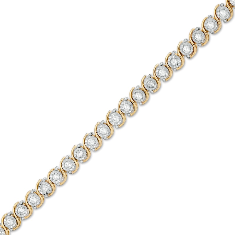 Main Image 1 of 1/2 CT. T.W. Diamond "S" Tennis Bracelet in 10K Two-Tone Gold