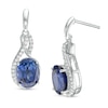 Thumbnail Image 0 of Oval Lab-Created Ceylon and White Sapphire Swirl Drop Earrings in Sterling Silver