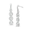 Thumbnail Image 1 of Lab-Created White Sapphire Linear Three Stone Cascading Drop Earrings in Sterling Silver