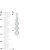 Thumbnail Image 2 of Lab-Created White Sapphire Linear Three Stone Cascading Drop Earrings in Sterling Silver