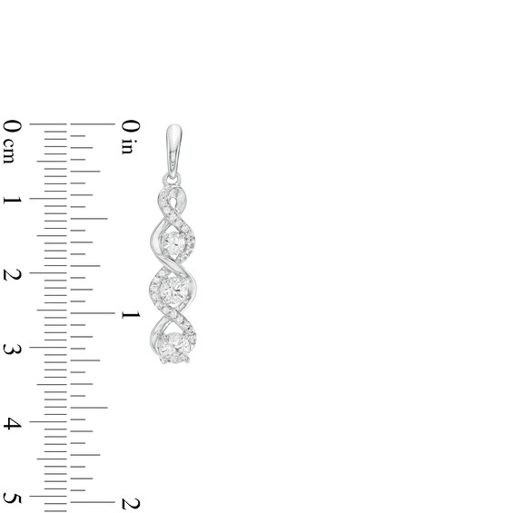 Lab-Created White Sapphire Linear Three Stone Cascading Drop Earrings in Sterling Silver Lab-Created White Sapphire Linear Three Stone Cascading Drop Earrings in Sterling Silver